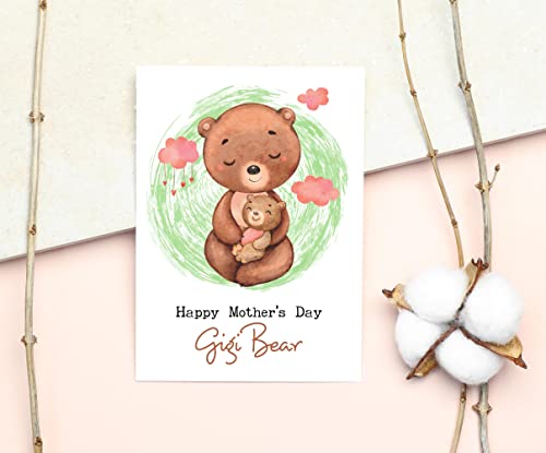 To Gigi Bear Happy Mother's Day Card - Gigi Bear Card- Bear Hug From Mom Card - Card For Gigi - Cute Mother's Day Gift Idea - Greeting Card For Her - Mother's Day Card - Card From Son - Daughter