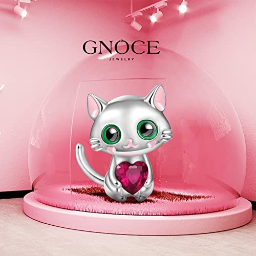 Image of GNOCE Embraces Heart Gemstone Bead Charms 925 Sterling Silver Rabbit Horse Triceratops Snake Monkey Cat Platypus Sloth Bear Pig Yak Ghost Matryoshka Doll Jewelry Gift for Women