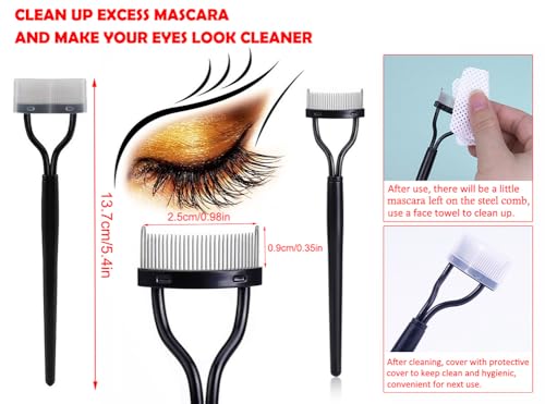 AKOAK 1 Pente feminino portátil para cílios com agulha de aço semiarco, pincel de sobrancelha, ferra