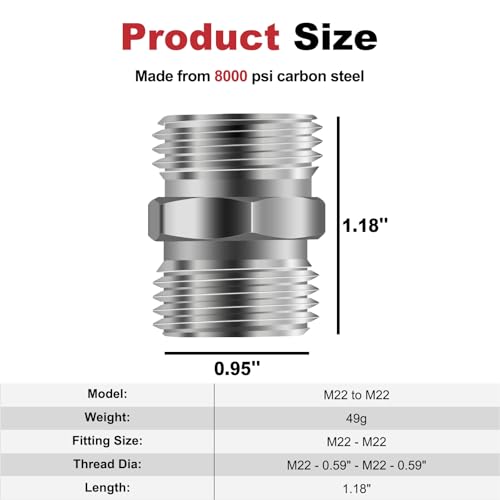 Image of 2pcs M22 to M22 Carbon Stee Fittings Adapters for Mini Excavator Adapting, Reducing Or Enlarging Connect Such Air Pipe, Fuel Pipe, Water Pipe, Etc Full Port Straight Pipe Fitting Connector