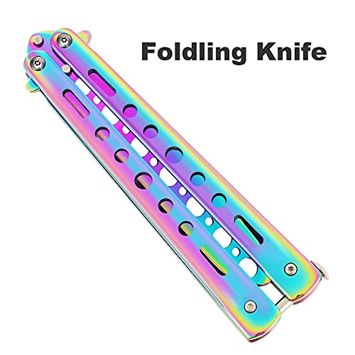 Leyaoandizhich Butterfly Knife, Practice Knives, Trainer Martial Arts Practice Swords, Steel Metal Folding Knife Training Knife Tool Unsharpened（Knife） #TOP3