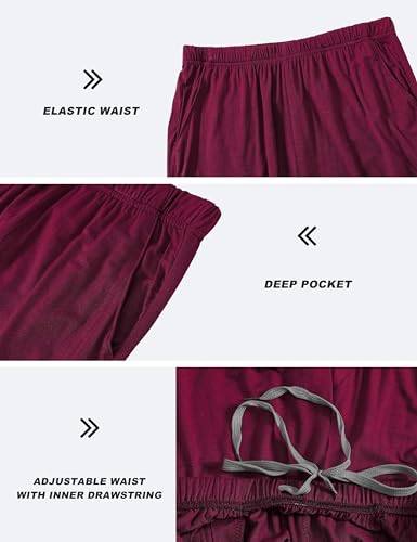 Image of JINSHI Womens Pajama Shorts Soft Comfortable Lightweight Elastic Drawstring Modal Pajama Bottoms Lounge Shorts with Pockets