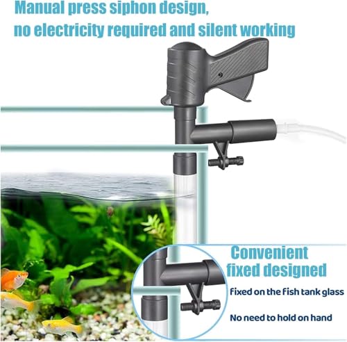 Aspirateur à gravier pour aquarium avec débit réglable et tuyau d'eau de 3 mètres pour un lavage efficace du sable et une filtration de l'eau dans les aquariums
