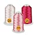 Simthread - 26 Selections - Various Assorted Color Packs of Polyester Embroidery Machine Thread Huge Spool 5500Y for Sewing Embroidery Machines - Carmine/Rose/Pink/