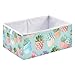 Oyihfvs Seamless Colorful Succulent and Cactus On Turquoise Rectangle Foldable Cube Storage Basket Collapsible Fabric with Handles Organizer Clothes for Home Bedroom 15.7 x 10.6 x 7 in