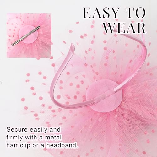 Image of DRESHOW Fascinators Hat Flower Mesh Ribbons Feathers on a Headband and a Clip Tea Party Headwear for Girls and Women