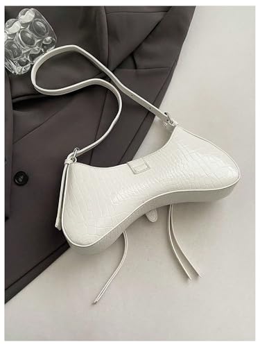 MakeMeChic Women's PU Leather Purse Shoulder Handbags Crocodile Rivet Punk Hobo Bag2