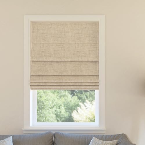 Sun Zero Seraphina Textured 100% Total Blackout Cordless Roman Shade, Taupe, 35