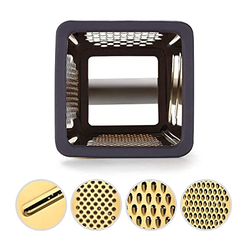 Marco Almond Kya26 Knife Sets, 14 Pieces High Carbon Stainless Steel Kitchen Knife Set In Hardwood Block+Kya53 Golden Titanium Box Grater, Stainless Steel Grater Slicer 5 Piece Set #TOP6
