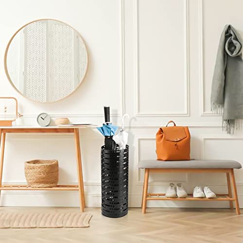 Jucoan Metal Round Umbrella Stand Rack, 16.75 x 6 Inch Free Standing Umbrella Holder for Canes Walking Sticks for Entryway, Home, Office Decor