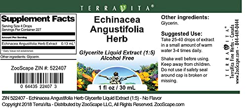 Miniatura 4 de TerraVita Extracto líquido de glicerita de hierbas de Echinacea Angustifolia (15) - Sin sabor (1 oz, ZIN 522407)