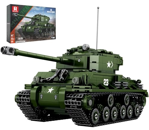 Reobrix M4A3E8 Sherman Tank Building Set,WW2 Military...
