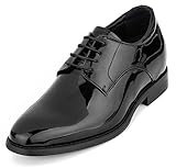 CALTO Men's Invisible Height Increasing Elevator Shoes - Black Patent Leather Lace-up Formal Dress Oxfords - 2.8 Inches Taller - Y7401 - Size 9 D(M) US