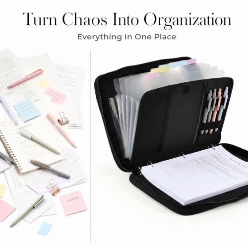 Sturdy 3 Ring Zipper Binder with Strap for School - 1 Inch, 5-Tab Dividers by ZICOTO - Image 9