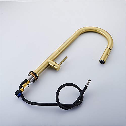 Grifo de latón dorado para cocina con diseño clásico premium y manguera extraíble integrada 6