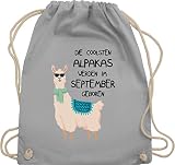 Shirtracer Geburtstagsgeschenk Geburtstag - Die coolsten Alpakas werden im September geboren Sonnenbrille - Unisize - Hellgrau - alpaka - WM110 - Turnbeutel und Stoffbeutel aus Baumwolle