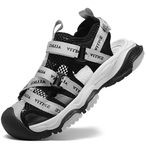 Image of JMFCHI Boys Girls Kids Closed Toe Sports Sandals Summer Water Shoes | Little /Big Kid,Comfortable lightweight,Non-slip soft sole,Hook-and-loop closure,Easy wear,Anti-collision toe,Daily casual