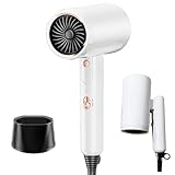 Secador de Pelo Profesional 2400W, Iónico de Secado Rápido, Mango Plegable, 3 Temperaturas y 2 Velocidades, con Boquilla Concentradora, Ideal para Uso Doméstico y Peluquería (Blanco)