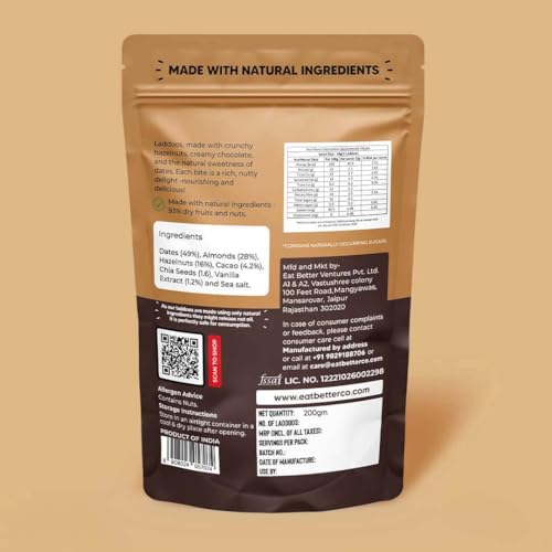 Image of Hazelnut Chocolate Sugar-Free Laddoos | High Protein & Instant Energy | 95% Dry-Fruits - Healthy Chocolate - No Added Sugar | Healthy Snacks | Energy-Bar Replacement (Pack of 60-200gm)