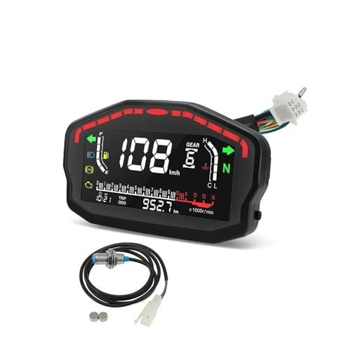 オドメーター 12Vユニバーサルオートバイタコメーター船外機14000rpmスピードメーターディスプレイ2,4気筒用ホンダ用