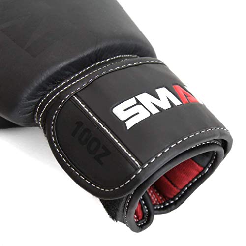 Smai Elite85 Leather Boxing Gloves Plus 180" Black Boxing Wraps - Competition Boxing Mitts Made For Sparring, Kickboxing, Bag Work And Muay Thai Training - Winning Fight Gloves For Men & Women. #TOP4