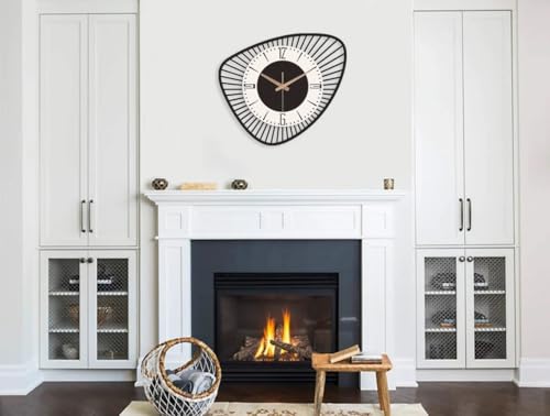 Image of Stylish Metal Analog Wall Clock for Living Room, Bedroom, Office, Kitchen, Home and Hall | Antique Fancy Big Size Modern Wall Watch for Home Decor (Style-31, 50CM)