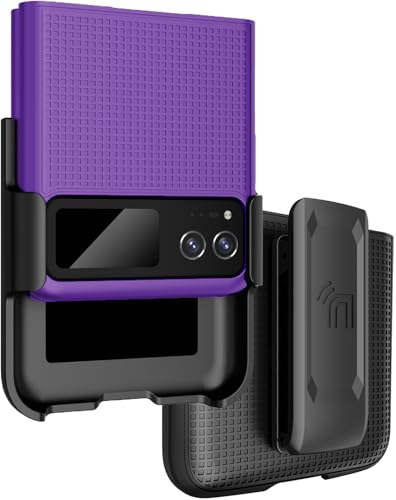Holster Combo for Motorola RAZR 2023 Flip Phone Case with Belt Clip, Purple