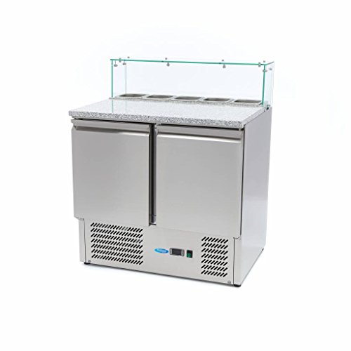 Maxima Réfrigérateur pour la préparation des pizzas - 90 cm - 2 portes - s'adapte à 5 x 1/6 GN...