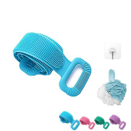 Silicone Back Scrubber for Shower, Bath Body Brush, Exfoliating Silicone Body Back Scrubber, with Soft Brush Bristles and Back Massage Dots Deep Clean, Improves Blood Circulation and Skin Health(blue)