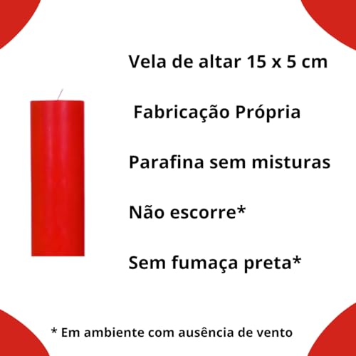 Kit 5 Velas de Altar 15 cm de altura e 5 cm de diâmetro, vela do advento, 6 opções de cores, 260 gra