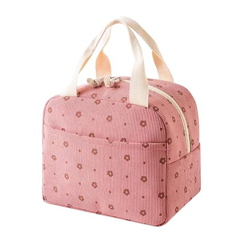 Insulated Lunch Bag for Women & Kids, Reusable Leakproof Cooler Tote Bag for Work, School, Picnic, Large Capacity Cute Lunch Box for Her (Red Flower)