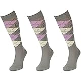 Comodo - Kniestrümpfe zum Reiten für Mädchen & Damen | 3 Paar Lange Reitersocken für Teenager und Kinder | extra warme Strümpfe in vielen Farben SPDJ Baumwolle gr 35-38 grau | lila | beige