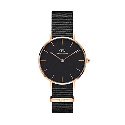 Daniel Wellington Petite Cornwall, Montre Noir/Or Rose, 32 mm, NATO, pour Femmes