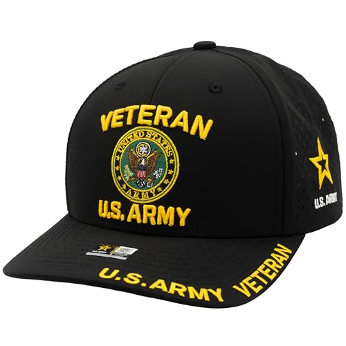 Image of US Army Veteran Hat for Men Official Licensed Military Veterans Embroidered Patch Design Army Seal Adjustable Baseball Cap