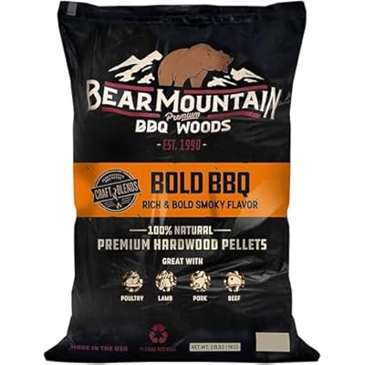 Bear Mountain BBQ FK91 All Natural Low Moisture Hardwood Smoky Bold Craft Blends BBQ Smoker Pellets for Outdoor Grilling and Smoking, 20 Pound Bag