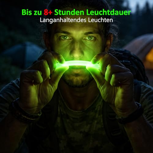 Kimimara 18 Premium Leuchtstäbe Grün – Ultra Bright Knicklichter mit Lanyard für Hochzeit, Militär, Camping, Halloween, Weihnachten, Partys & Outdoor-Events