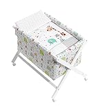  Minicuna Plegable Jirafa Blanco: Estructura + Vestidura + Colcha Desenfuntable + Colchón + Almohada