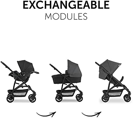 Hauck Rapid 4 Trioset Travel System, Grey - Pushchair - Pram, Carry Cot & Car Seat, Compact & Foldable, with Raincover