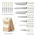CAROTE 14 Pieces Knife Set with Block, Forged, High Carbon Stainless Steel Sharp Blade Block Knife Set, Dishwasher Safe Cutlery, Cream