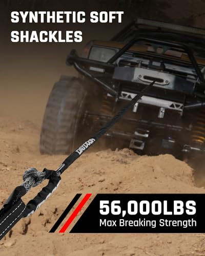 Image of DAYDOOR 56,000 LBS Soft Shackles, 1 /2 inch x 22 inch (2-Pack) Rope Shackles for Recovery, Winch Accessory for Jeep Wrangler, Bronco, 4Runner, Tacoma, ATV /UTV /Jeeps /SUVs, 4x4 Off-Road(Gray)