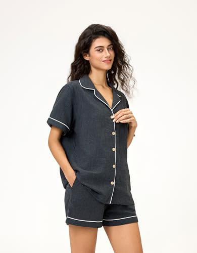 Image of BESTOUCH Womens Pajama Sets: 100% Cotton Muslin Linen Feel