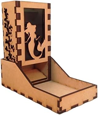 Mermaid Mini Dice Tower v1 Smoke Acrylic Window Laser Cut MDF Unique Fast Shipping