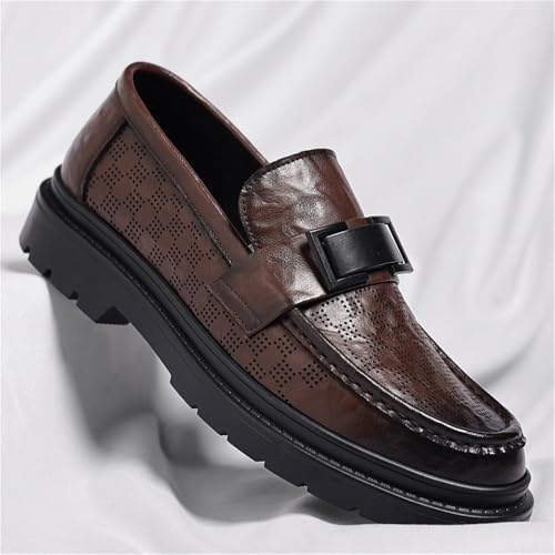 Men's Slip-On Driving Shoes Breathable Hollow-Out Flat Sole Business Casual Loafers British Style Comfortable Leather Shoes2