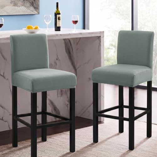 Image of FUANGUI Bar Stool Covers Set of 2, Waterproof Stretch Bar Stool Seat Covers | Washable Removable Bar Chair Covers with Backs Slipcovers, Bar Chair Covers Square for Kitchen Dining Room Cafe