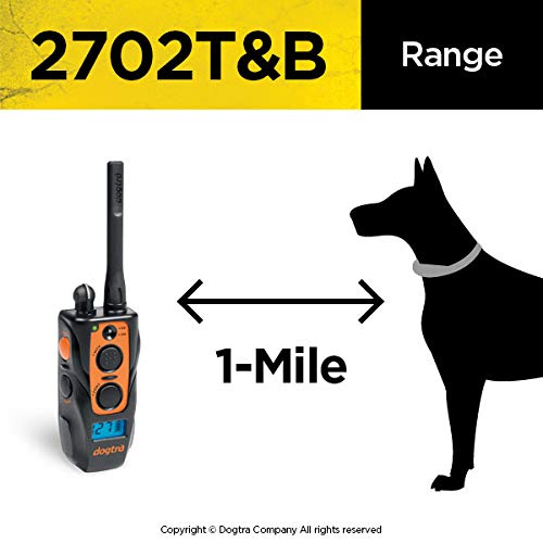 Dogtra 2702 T&B 2-Dogs Remote Training And Beeper Collar With 1 Mile Range, Fully Waterproof, Rechargeable, Static, Vibration, W/ Petstek Dog Training Clicker #TOP4