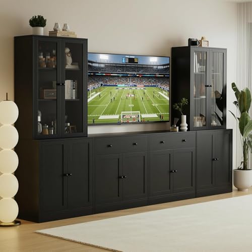 TUSY 71" TV Stand Storage Set - 2 Tall Bookcases