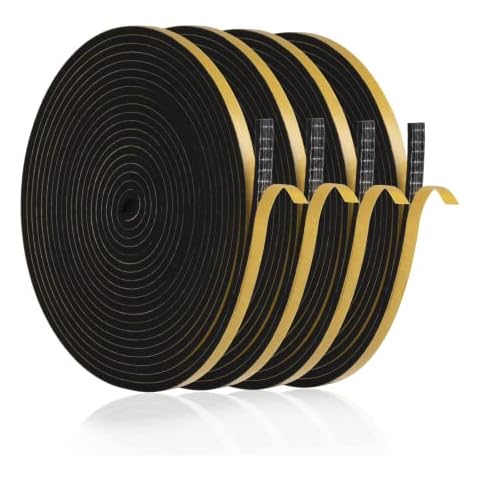 Carehabi 20 m Door Seal, self-Adhesive, Window Seal, 6 mm x 3 mm, Sealing Tape for Windows, Doors, roof Windows, Draught Seal Against Cold, Sound Insulation, self-Adhesive (Black) Cover