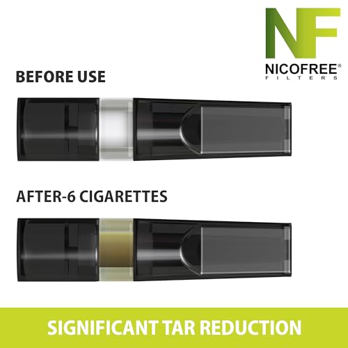 Image of Nicofree | Black | 35 Cigarette Filters, 5 Packs | Made with Toxin-free, Recycle-friendly Materials | Reduce Tar, Prevent Stains & Odour on Fingers | For Cigarettes, Dokha, Medwakh Pipe