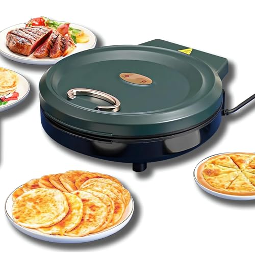 12 Inch Portable Electric Pizza Maker Oven Indoor Grill Griddle 2-in-1 Table Top Oven with Touch Handles - Perfect for Homemade Pizzas