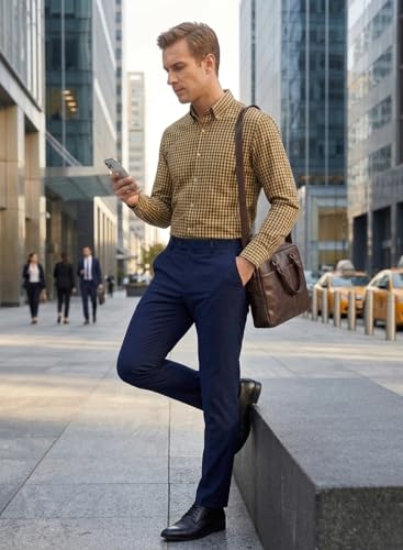 Image of Glowic Men's Checkered Casual Shirt | Full Sleeve Button-Down Shirt | Comfortable Breathable Fabric | Perfect for Casual Office and Outing Wear